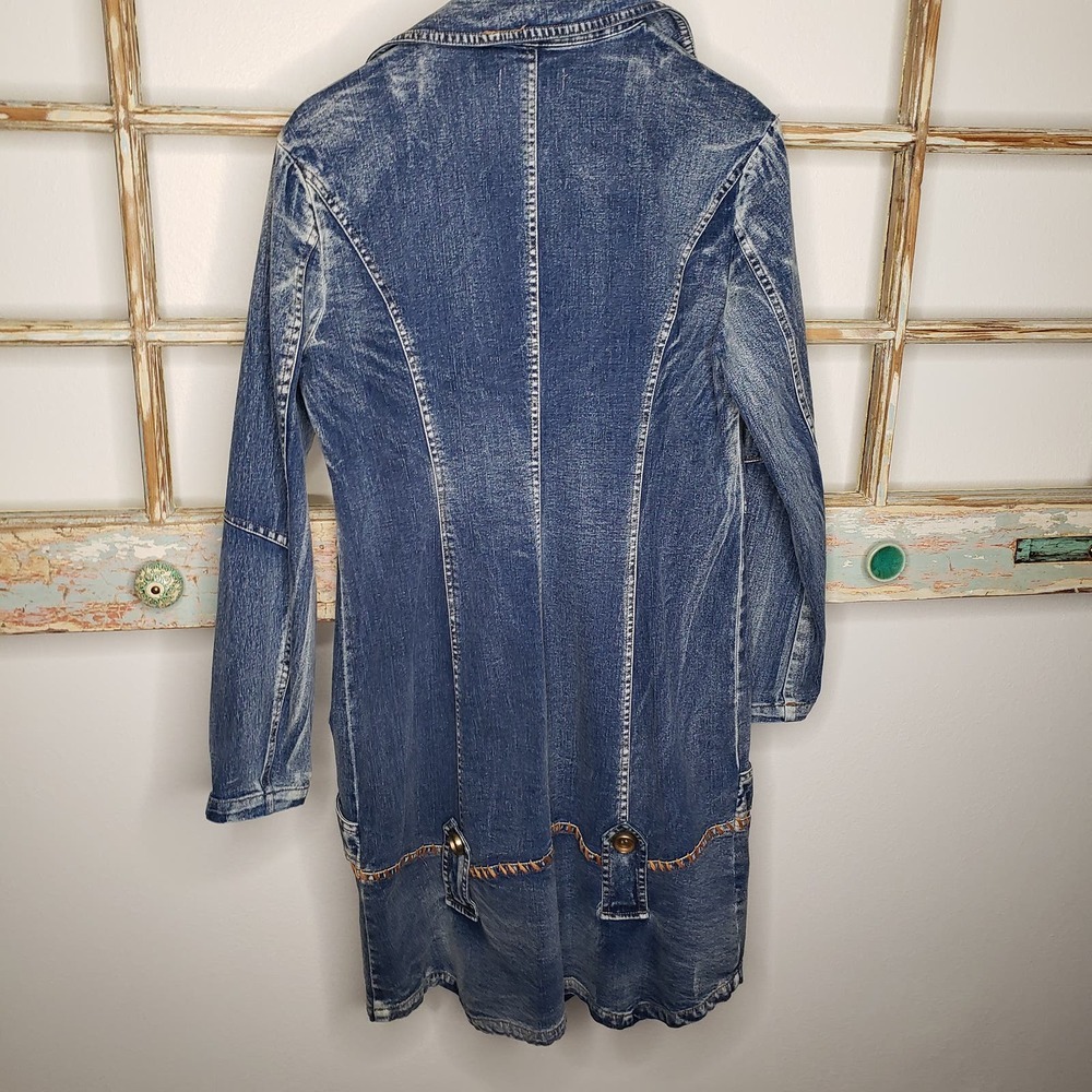 Seandara Vintage Denim medium wash with pockets long jacket size medium - Picture 12 of 12